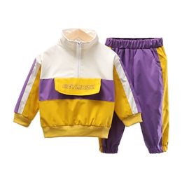 Moda outono roupas de bebê para meninas crianças jaqueta de algodão calças 2 pçs / sets meninos traje casual vestuário infantil crianças tracksuits 211025