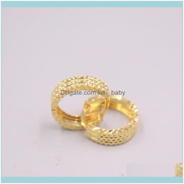 Jewelryreal Pure 18K Yellow Gold Earrings Gift Three Rows Carved Hoop About 2.3G For Woman & Hie Drop Delivery 2021 8Ge91