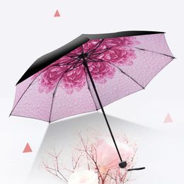 Flower Umbrella Rain Women Fashion Full Blackout Color Flash Arched Princess Umbrellas Female Parasol Creative Gift