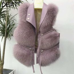 DEAT Winter Fashion Faux Fur Vest Single-breasted Sleeveless Casual Loose Keep Warm Temperament Coat Women 13V1219 211220