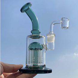 7.8 inch Blue Green Pink Perc Tree Glass Water Bongs Dab Rigs Recycler Matrix Smoking Hookah percolator 14.4mm Banger