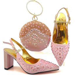 pink evening purse Australia - Dress Shoes Pink Spring Autumn Pointed Toe Pumps Matching With Purse Fashion Woman High Heels And Evening Bag Set Handbag MD012 9CM