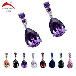 1 pair of fashion jewelry ladies Valentine's Day gift silver big stone drop diamonds beautiful crystal zircon earrings