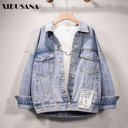 Autumn Turn-down Collar Jean Jacket for Women Loose Casual Single-breasted Denim Coats Female Outwear 210423