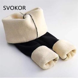 SVOKOR Winter Warm Leggings for Women High Waist Cashmere Thermal Legging Velvet Pants Womens Fleece Thick Trousers Casual 211204