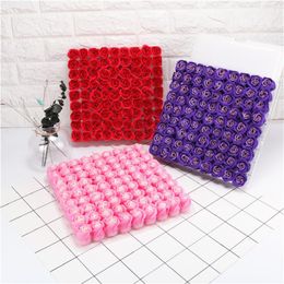 81pcs/set Rose Bath Body Flower Floral Soap Scented Rose Flowers Essential Wedding Valentine'S Day Gift Holding 20220111 Q2