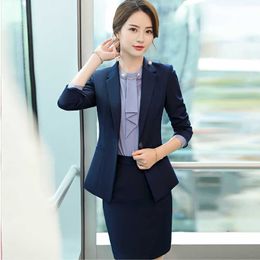 Large size S-5XL women's suits skirt set Autumn slim single button full sleeve blazer Slim trousers Office suit overalls 210527