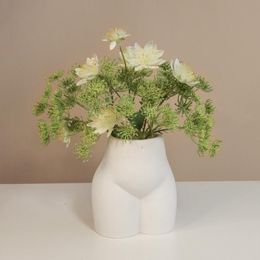 human abstract Australia - Vases Ceramic Flower Vase-Abstract Human Body Vase Arts Pot Modern Simple Half-length Study Crafts Home Decoration