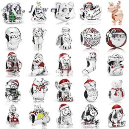 2020 925 Original Silver Happy Snowman Christmas Puppy Bear Festive Tree Angel of Love Cute Charm Fit DIY Bracelet Jewelry