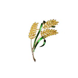 Pins, Brooches Good Quality Cubic Zircon Brooch Pin Gold Wheat Corasage Suit Coat Fashion Jewelry Accessories Wholesale