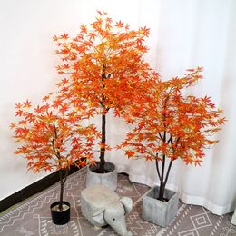 Simulazione di molte dimensioni Foglia d'acero Albero verde Pianta in plastica artificiale Ornamento Bonsai per decorazioni per soggiorni interni domestici