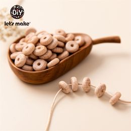 Let's Make 100pcs 10mm Baby Beading DIY Accessories Beech Wooden Abacus Beads Food Grade Teething Nipple Chain 211106