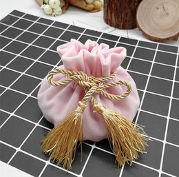 velvet drawstring bags Canada - Gift Wrap Light Pink Velvet Favors Packaging Bags Pouches Drawstring Bag Jewelry Packing Party Bead Container Storage Pouch
