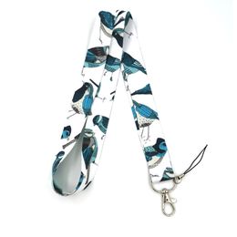 100pcs Blue bird Neck Lanyard keychain Mobile Phone Strap ID Badge Holder Rope Key Chain Keyrings cosplay Accessories Gifts