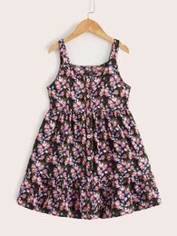 Toddler Girls Allover Floral Print Ruffle Hem Cami Dress SHE