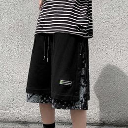 HybSkr Men's Printed Straight Shorts Fashion Woman Korean Streetwear Male Hip Hop Pants Clothing 210714
