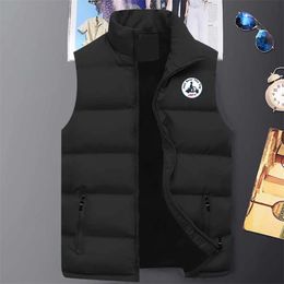 Winter Warm Men's Sleeveless Down Jacket Outdoor Zipper Vest Stand-up Collar Waistcoat Man JOTT Printed Plus Size Veste 220114