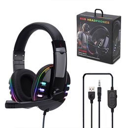 RGB Light Gaming Earphone with HD MIC PC Gamer Headset wired headphone For PS4 Switch Cell phone kids Gift