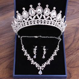 luxury women party evening necklace tiara earrings jewelry sets women Wedding Accessories for brides H1022