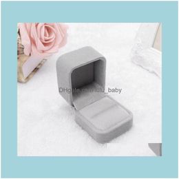 & Display Jewelryround Corner Flannel Box Jewelry Ring Necklace Earring Bracelet Pendant Packaging Gray Pouches Bags Drop Delivery 2021 Chq