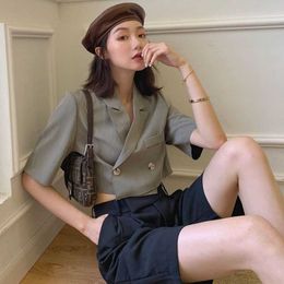 Short Sleeve Suit Women's Thin 2020 New Style Summer New Style Western Style Slimming Blazer Korean-style Elegant Small Coat X0721