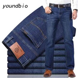 Jeans Autumn Cotton Men's Stretch Classic Style Fashion Casual Business Loose Pants 9536 27-40 210716