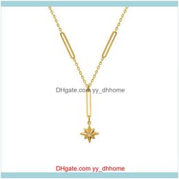 & Pendants Jewelrybohemian Gold Colour Stainless Steel Clavicle Necklaces For Women Style Short Chain Hexagram Chokers With Cubic Zirconia Pe
