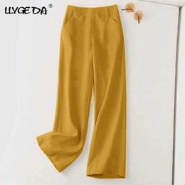 Cotton Linen Straight-leg Pants For Women Loose Casual Drape Women's Pant 2021 Spring Summer Fashion New Trousers For Female Q0801