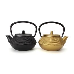 Cast Iron Tea Pot pot Japanese Style Kettle With Strainer Flower Puer Coffee pot 300ml 210724