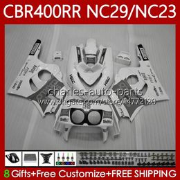 Fairings Kit For HONDA CBR 400 RR CC 400CC NC23 1994 1995 1996 1997 1998 1999 White grey Body 66No.129 CBR400RR CBR400 RR 88-99 NC29 CBR 400RR 94 95 96 97 98 99 OEM Bodywork