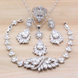 4PCS Jewellery Sets AAA+ Quality Austria Natural Crystal Bracelet And Ring Sets For Women Wedding Costume Independent Jewellery Box H1022