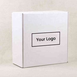 100PCS/lot Custom White E-Commerce Corrugated Packaging Box Cardboard Shipping Boxes Literature Clothing Gift Mailer box H1231