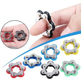 Fidget Toys 6 Knots Bicycle Roller Bike Chain Stainless Steel Metal Ring Anti Stress Relief Sensory Birthday Easter Gift for Adults Kids Children Boys Girls