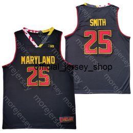 2020 New Maryland Terrapins Stats College Basketball Jersey NCAA 25 Jalen Smith Black Red All Stitched and Embroidery Men Youth Size