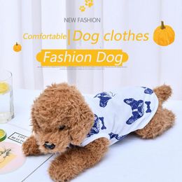 Dog Apparel Pet Clothes Spring/Summer Cat Cotton Printed Vest Soft Breathable Puppy Cute T-shirt Supplies