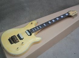 Factory Wholesale Natural Electric Guitar with Floyd Rose,Rosewood Fretboard,Block Pearled Inlay