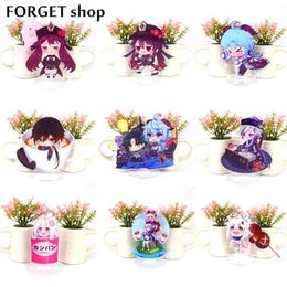 Anime Figure Genshin Impact Zhongli Diluc Venti Klee Keqing Qiqi Acrylic Stand Model Plate Desk Decor Standing Sign Fans Gifts Y0728