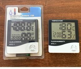 Digital LCD Temperature Hygrometer Clock Humidity Metre Thermometer with Clocks Calendar Alarm HTC-1 SN5483