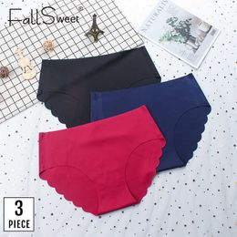 FallSweet 3 pcs/lot ! Seamless Panties Women Solid Sexy Underwear Mid Waist Briefs M to XXL Y0823