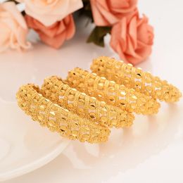 Fine Solid Yellow Gold Filled Women Bride Wedding Ethiopian Bracelet Jewellery Charm Party Gifts Bangle