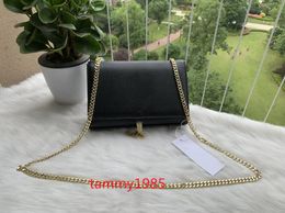 High Quality Fashion shouder Bag Women Black Leather Handbags Gold Chain Shoulder Crossbody Messenger Bags Purse Wallet