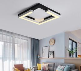 Modern LED chandelier light for small living room bedroom kitchen balcony black and white square lighting ceiling fixture
