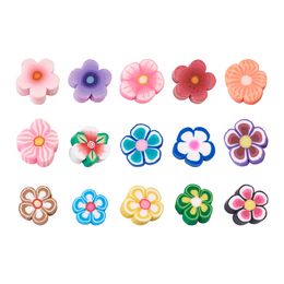 200pcs set Mixed Flowers Polymer Clay Cabochons No Hole Loose Beads For DIY Handmade Jewelry Making Scrapbooking Decoration