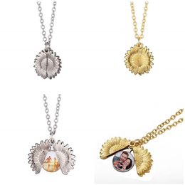 Pendants Sublimation Sunflower Necklace Thermal Transfer Printing Neclaces Gold and Silver Blank Metal Zinc Alloy Ornaments