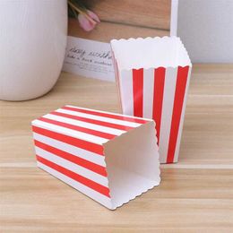 popcorn bags wedding Canada - 24pcs Popcorn Boxes Holder Containers Cartons Paper Bag Stripe Box for Movie Theater Dessert Tables Wedding Favor Party Supplies Y0712