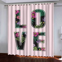 3D letter Curtain Blackout Window Curtains For Living Room Bedroom Custom building Design Luxury