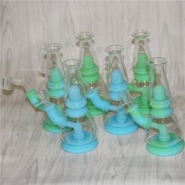 Glow in the dark Hookahs Silicone Bongs glass water pipes shisha hookah bong With Bowl banger dab rigs