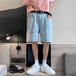 Summer Men's Jeans Shorts Casual Knee-length Short Pants Denim Washed Classic Ripped Hole Bottoms homme Streetwear Clothing 210716