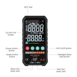 Digital Multimeter LCD 6000 Counts True RMS AC/DC Voltage Resistance Capacitance Frequency Continuity Diode NCV Test Temperature