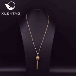 XlentAg Natural Fresh Water White Pears Long Pendant Neckalce For Women Accessories Girl Wedding Party Luxury Jewelry GN0168